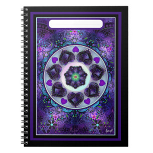 Caderno Espiral Guarda-chuva e corações roxos .7