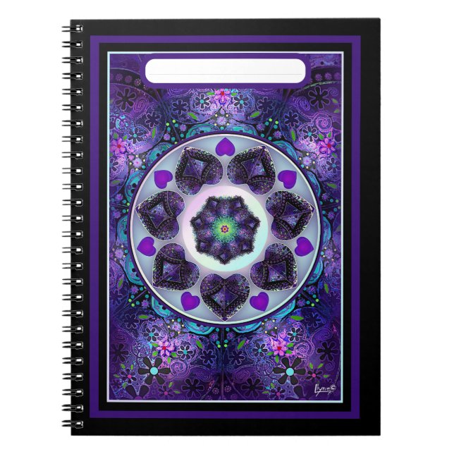 Caderno Espiral Guarda-chuva e corações roxos .7 (Frente)