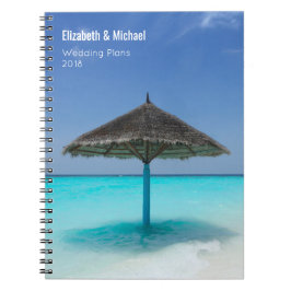 Caderno Espiral Guarda-chuvas achatado nos Planos de Casamento Tro