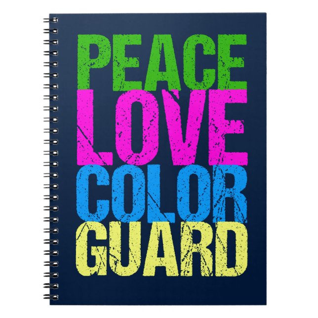 Caderno Espiral Guarda de cor do Peace Love (Frente)