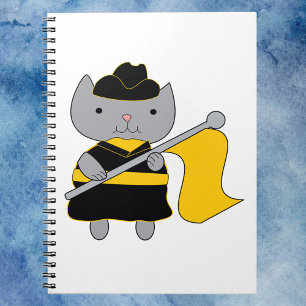 Caderno Espiral Guarda de Cores Gato Amarelo Bandeira Uniforme Pre