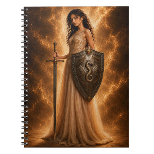 Caderno Espiral Guardiã do Escudo do Dragão Dourado