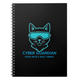 Caderno Espiral Guardião Cibernético Gato Neon - Tecnologia Profis