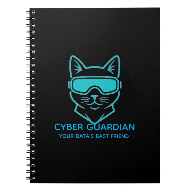 Caderno Espiral Guardião Cibernético Gato Neon - Tecnologia Profis (Frente)
