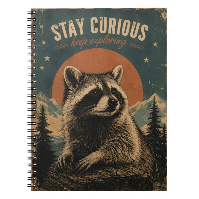 Caderno Espiral Guaxinim Curioso Vintage  (Frente)