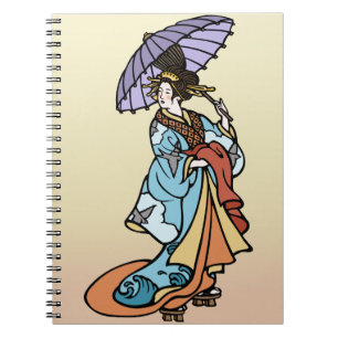 Caderno Espiral Gueixa com parasol