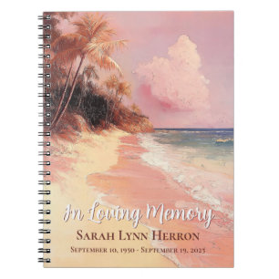 Caderno Espiral Guest Memorial Pink Beach Sunset