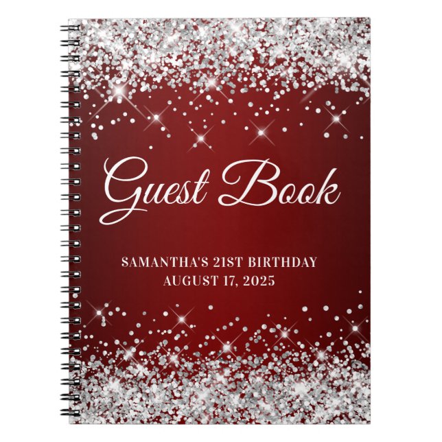 Caderno Espiral Guestbook aniversário de 21 anos Vermelho Escuro S (Frente)