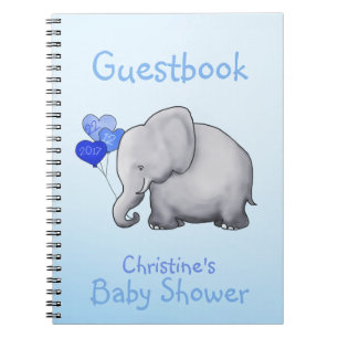 Caderno Espiral Guestbook azul bonito do chá de fraldas do menino