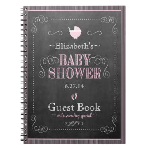 Caderno Espiral Guestbook cor-de-rosa lunático do chá de fraldas