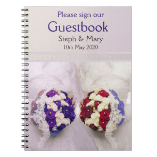 Caderno Espiral Guestbook das noivas do buquê para um casamento