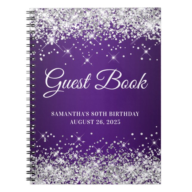 Caderno Espiral Guestbook de 80 Roxo Real da Lata de Lata (Frente)