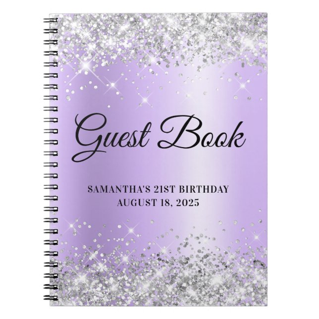 Caderno Espiral Guestbook de aniversário de 21 anos de Lavanda de  (Frente)