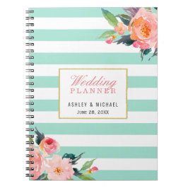Caderno Espiral Guestbook de Planejador de Casamento Floral da Cas