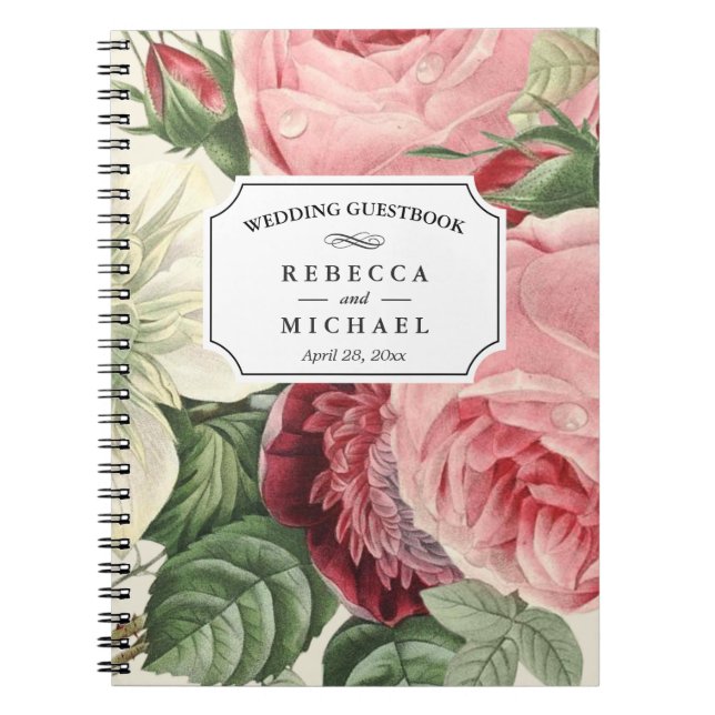 Caderno Espiral Guestbook do casamento - flores botânicas do (Frente)