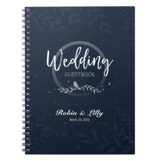 Caderno Espiral Guestbook do casamento - pássaro rústico nas