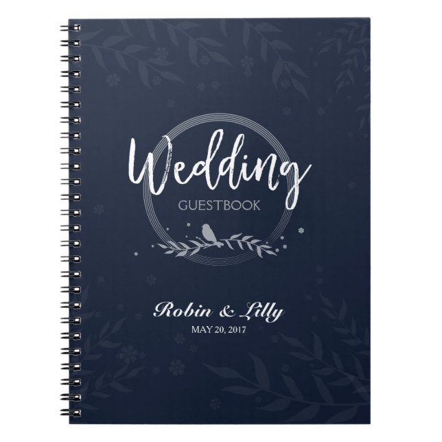 Caderno Espiral Guestbook do casamento - pássaro rústico nas (Frente)