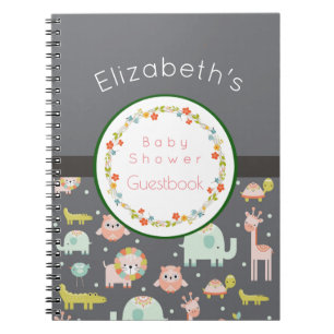 Caderno Espiral Guestbook do chá de fraldas do teste padrão dos