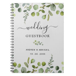 Caderno Espiral Guestbook Elegante Eucalyptus Wedding