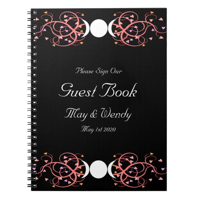 Caderno Espiral Guestbook lésbica de Wiccan Handfasting da deusa (Frente)