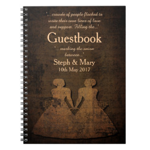 Caderno Espiral Guestbook lésbica legendário do casamento de Lov