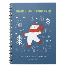 Caderno Espiral Guestbook para crianças esquiadoras do urso de inv