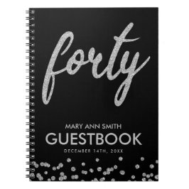 Caderno Espiral Guestbook Silver Black "Quarenta" 40 Aniversário G
