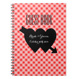Caderno Espiral Guestbook vermelho chique do casamento do teste