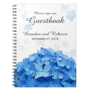 Caderno Espiral Guia de Casamento de Hydrangea Azul