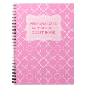 Caderno Espiral Guia de convidados do chá de fraldas personalizad