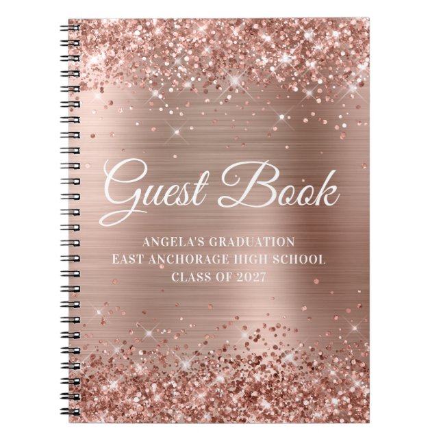 Caderno Espiral Guia de Graduação do Segundo grau Dourado rosa (Frente)
