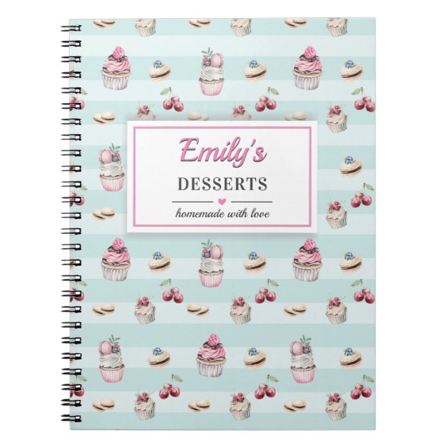 Caderno Espiral Guia de receitas do Dessert Baker Chef Cook Vazio  (Frente)