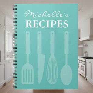 Caderno Espiral Guia de receitas personalizado para utensílios de 