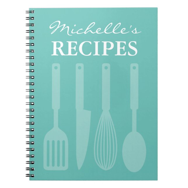 Caderno Espiral Guia de receitas personalizado para utensílios de  (Frente)
