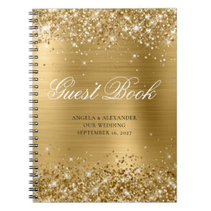 Caderno Espiral Guia de Script Clássico do Glittery Dourado Glam