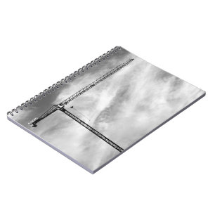 Caderno Espiral Guindaste de construção e foto preto e branco do