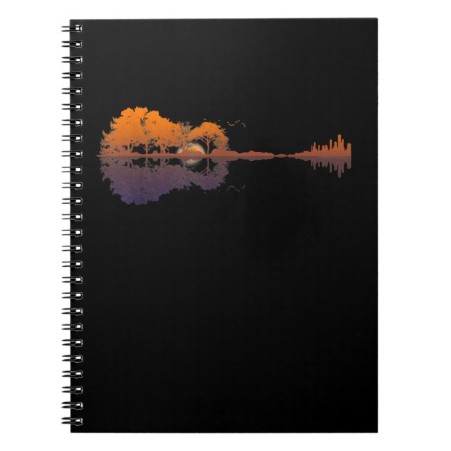 Caderno Espiral Guitar Lake Shadow Love Guitar Gift Music Lovers (Frente)