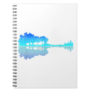Caderno Espiral Guitar Lake Shadow Love Guitar Musical