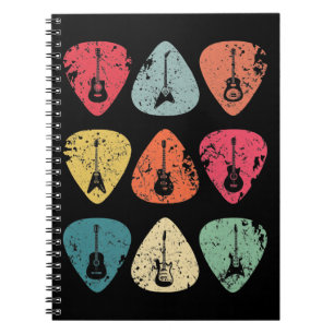 Caderno Espiral Guitar Pick Retro Vintage para Guitaristas