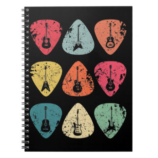 Caderno Espiral Guitar Pick Retro Vintage para Guitaristas Bhelp