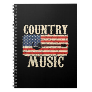 Caderno Espiral Guitarista Country Music Guitar American Flag Bira