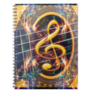 Caderno Espiral Guitarra Acústica Psicodélica, design de partitura