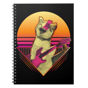 Caderno Espiral Guitarra Elétrica tocando Cat Meow 80s 90s Vaporwa