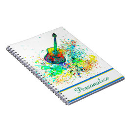 Caderno Espiral Guitarra Personalizada e Cordas Splatter