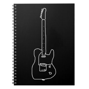 Caderno Espiral guitarra preta e branca