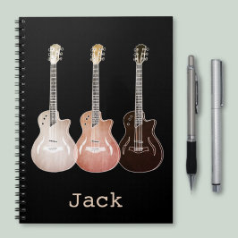 Caderno Espiral Guitarras Acústicas Clássicas Vintage Art Name Jac