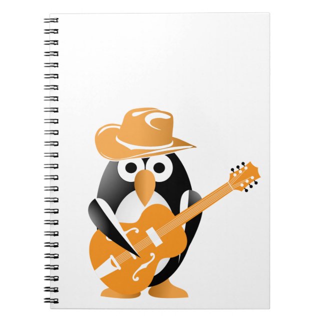 Caderno Espiral guitarrista pinguim (Frente)