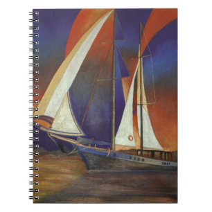 Caderno Espiral Gulet Artístico Sob Vela Em Laranja E Roxo