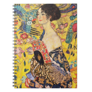 Caderno Espiral Gustav Klimt Lady com ventilador
