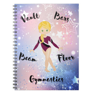 Caderno Espiral Gym Star Blonde, Olhos Verdes, Borgonha Leotard